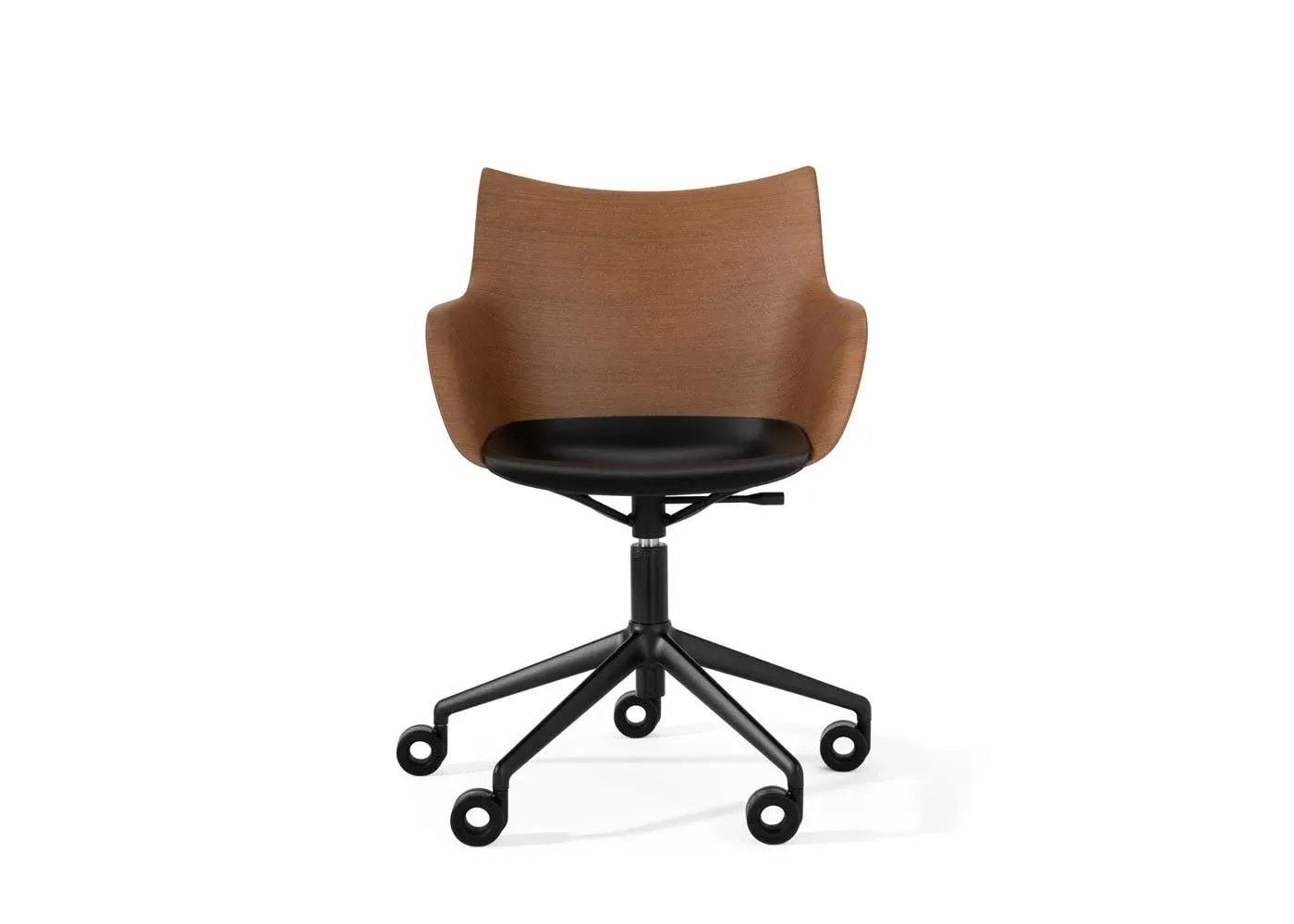 Swivel Chair with Plastic Seat - Black, Wood image