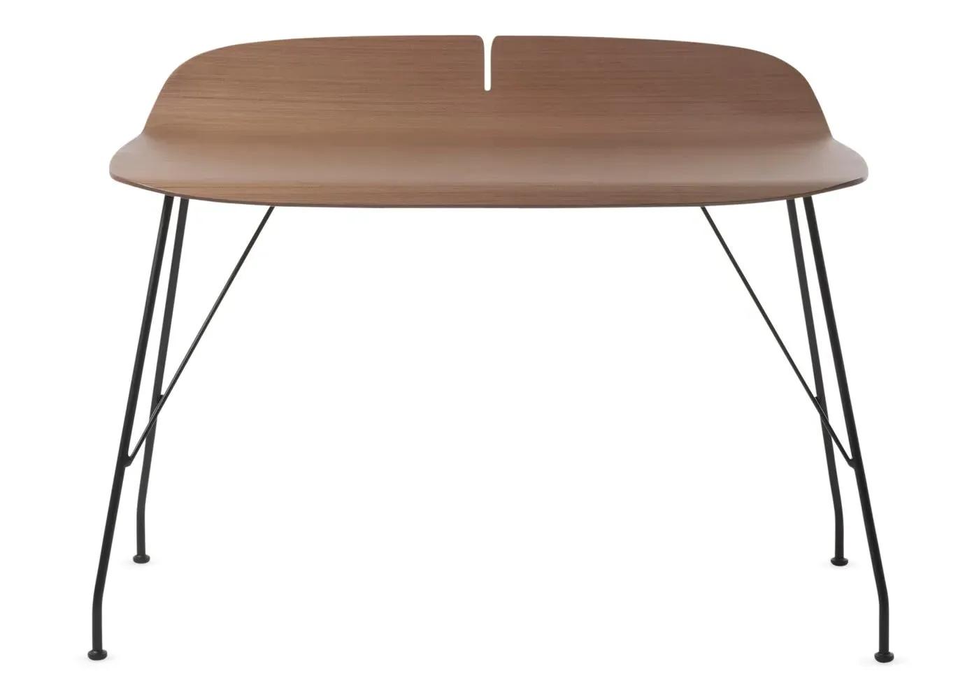 Wood Top Desk with Black Base - Dark Wood