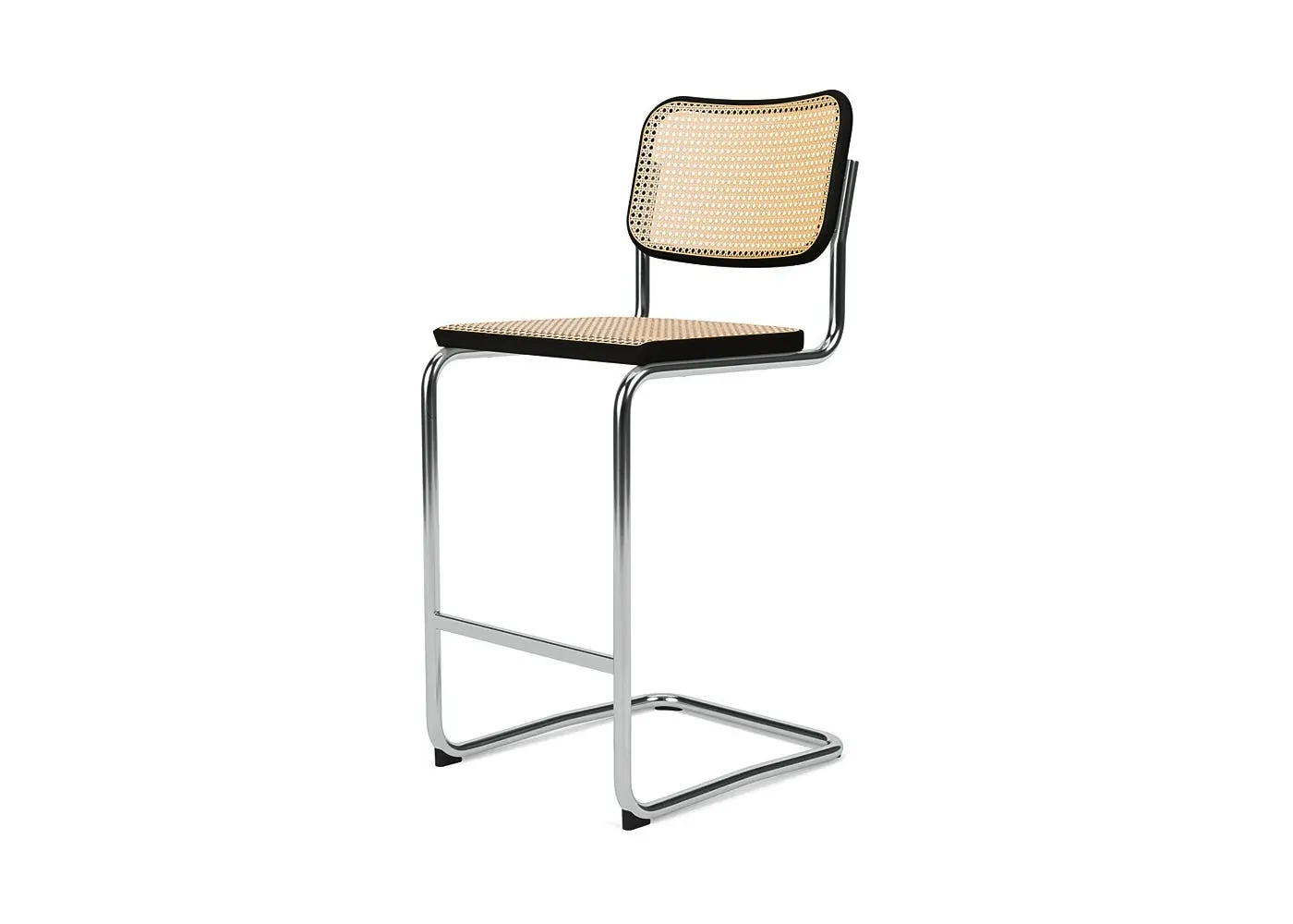 Bar Stool with Wicker Seat - Black, Steel image