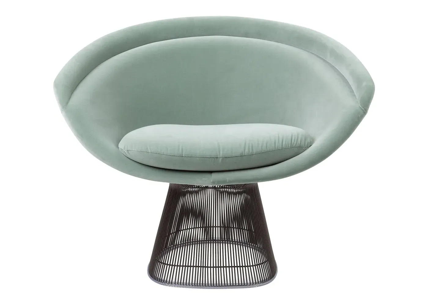 Lounge Chair with Bronze Base - Green, Velvet image