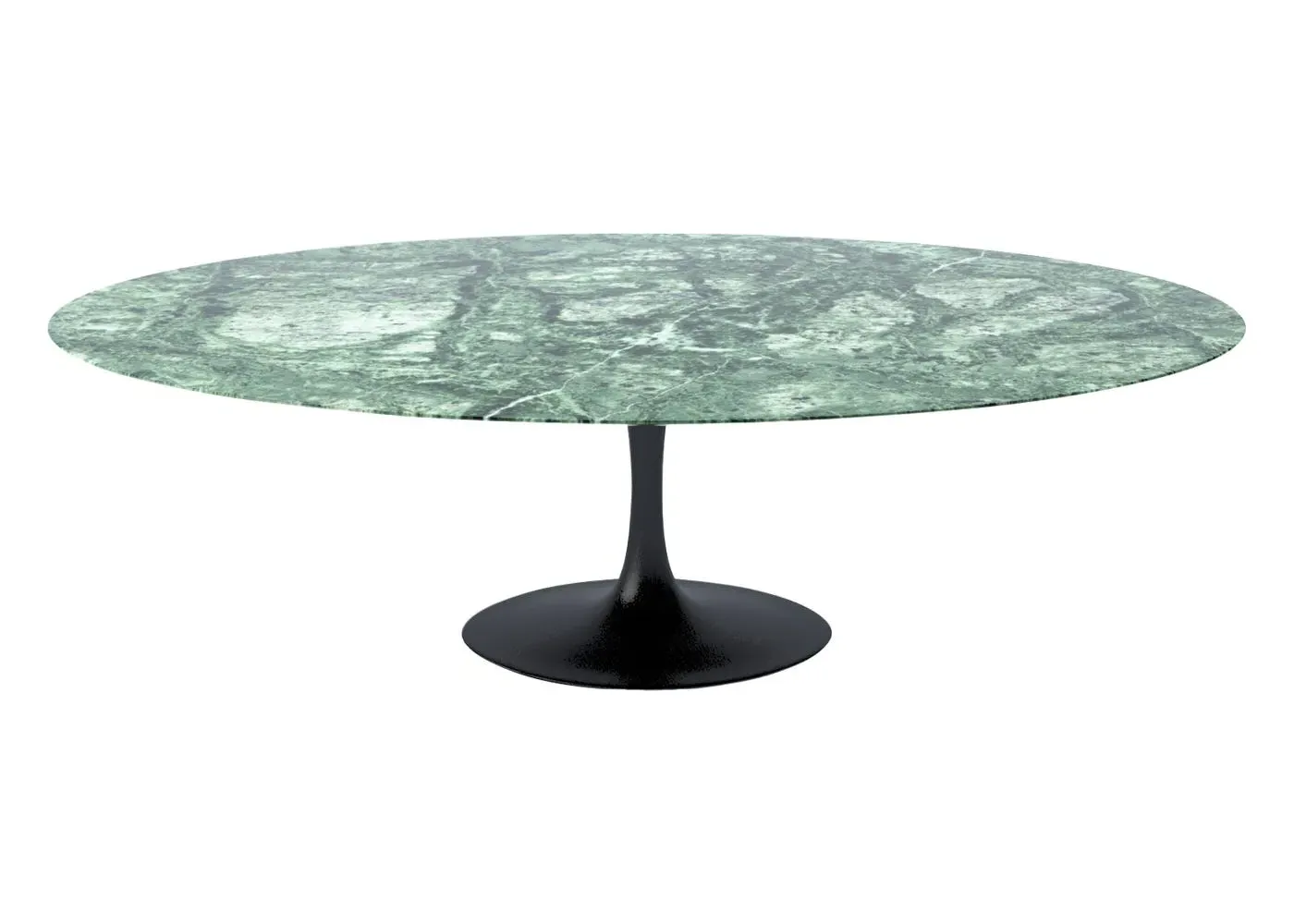 Oval Dining Table with Tulip Base - Green, Marble image