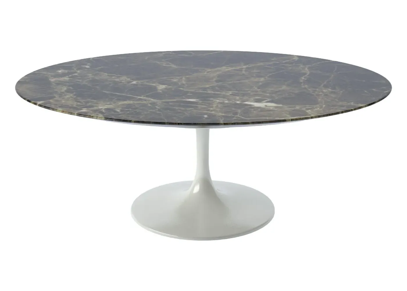Round Coffee Table Pedestal Base - Brown, Marble