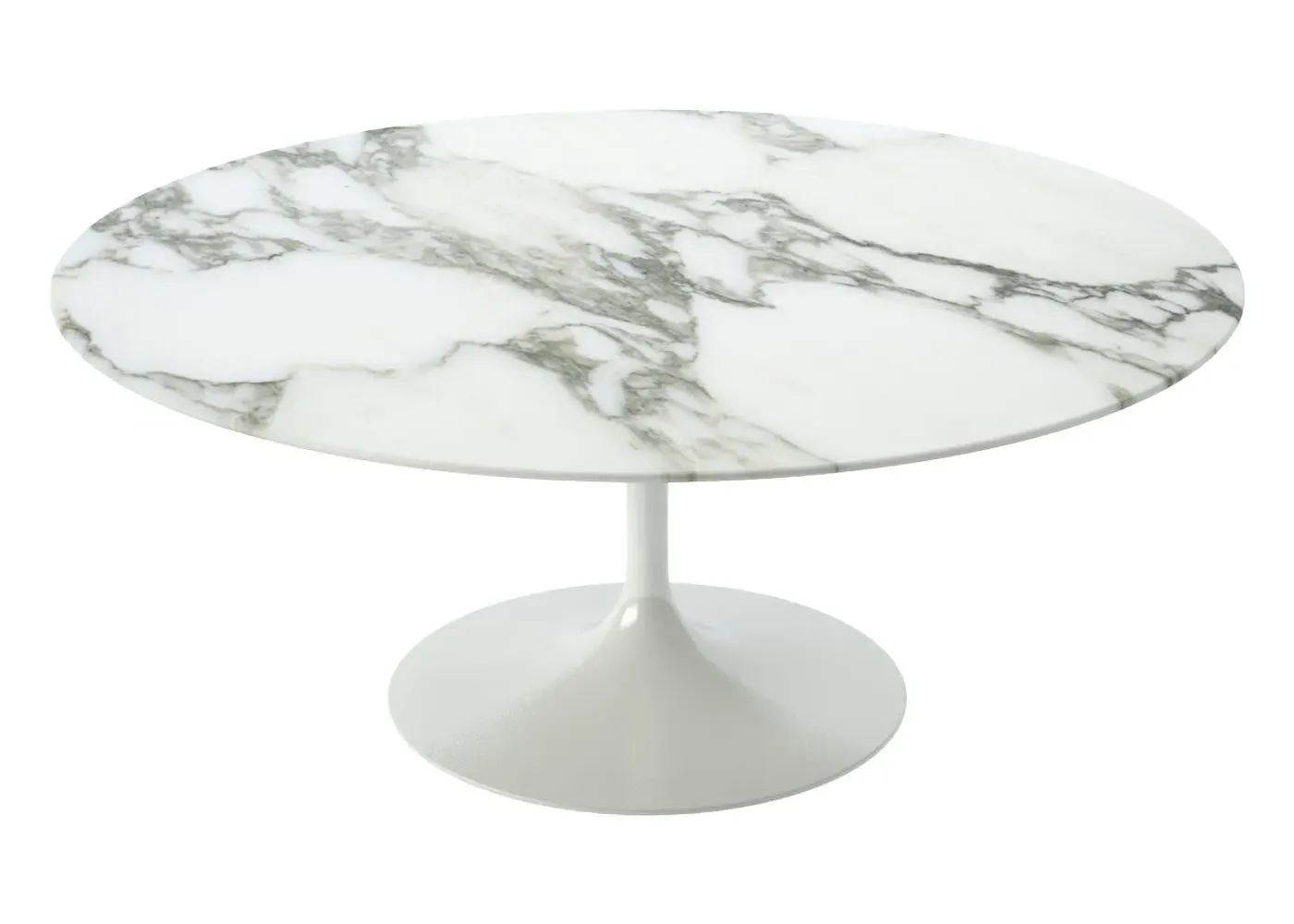 Round Coffee Table Pedestal Base - White, Marble