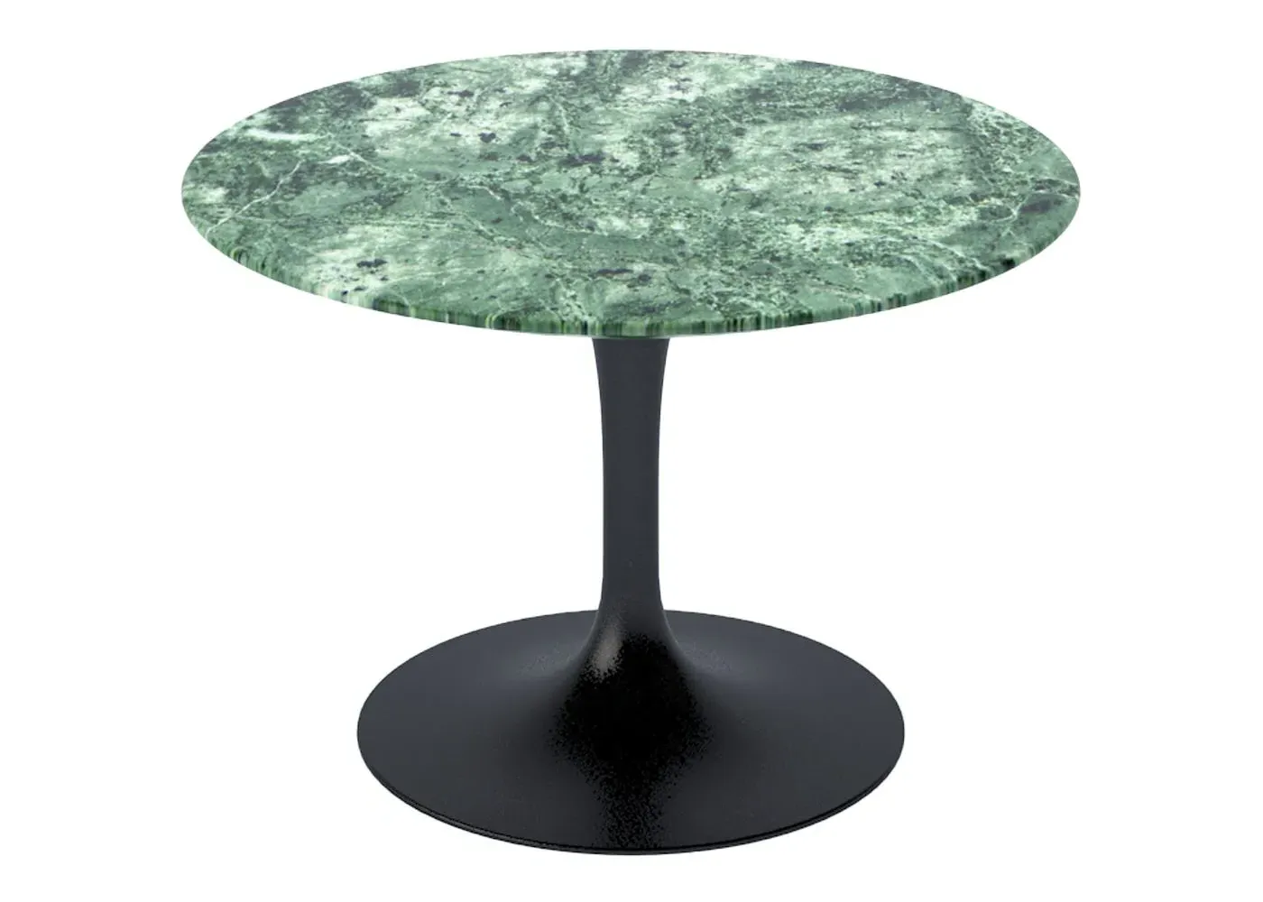 Round Coffee Table with Black Base - Green Marble image
