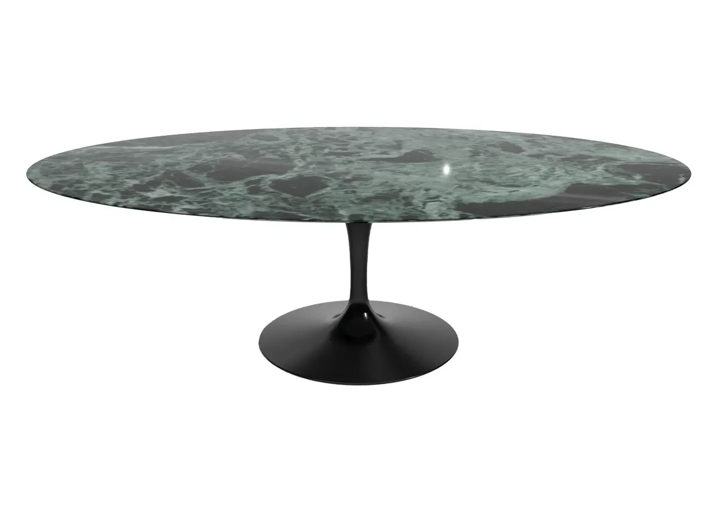 Round Dining Table with Black Base - Green Marble