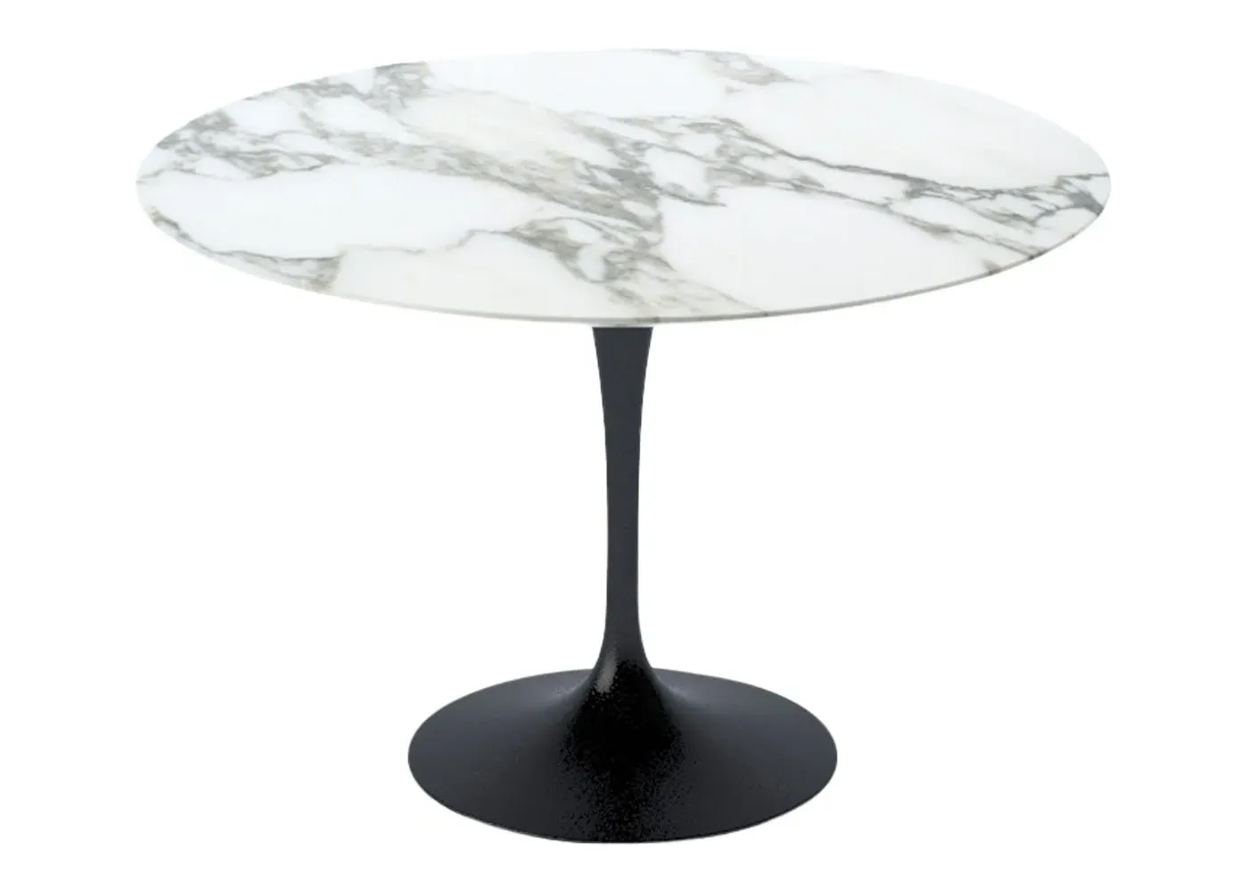 Round Dining Table with Black Base - White Marble image
