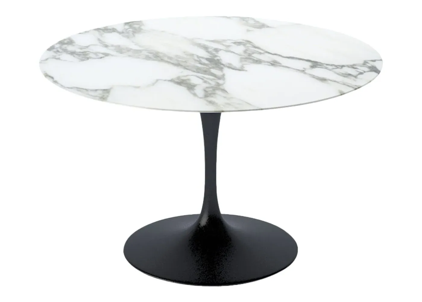 Round Dining Table with Black Base - White Marble
