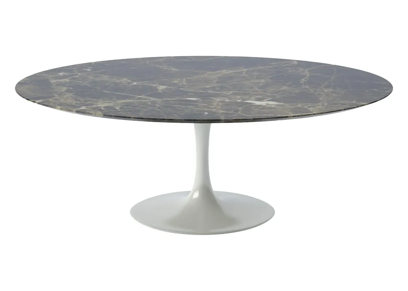 Round Dining Table with Pedestal Base - Brown