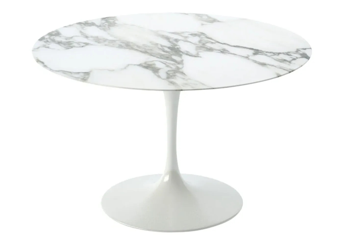 Round Dining Table with Pedestal Base - White