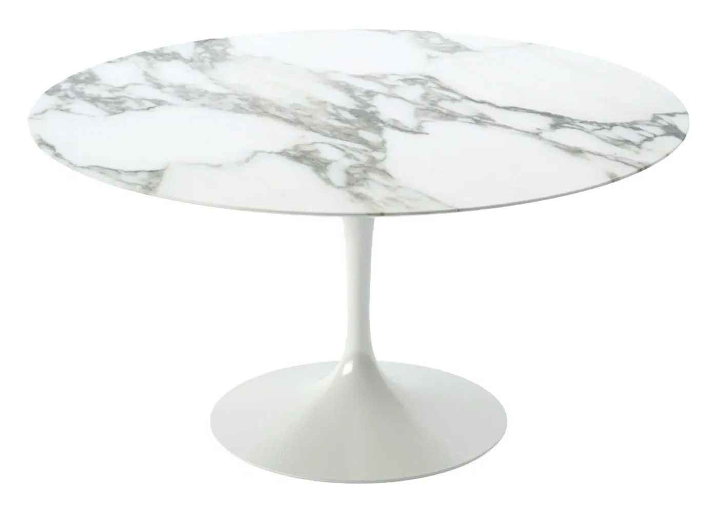 Round Dining Table with Pedestal Base - White