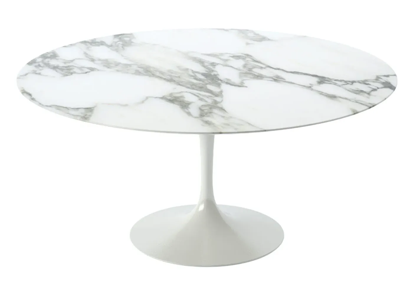 Round Dining Table with Pedestal Base - White