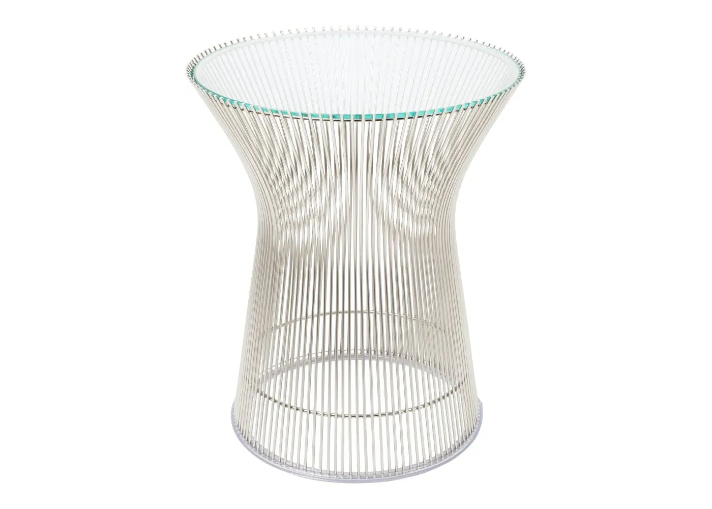 Round Side Table - Clear Glass, Polished Nickel