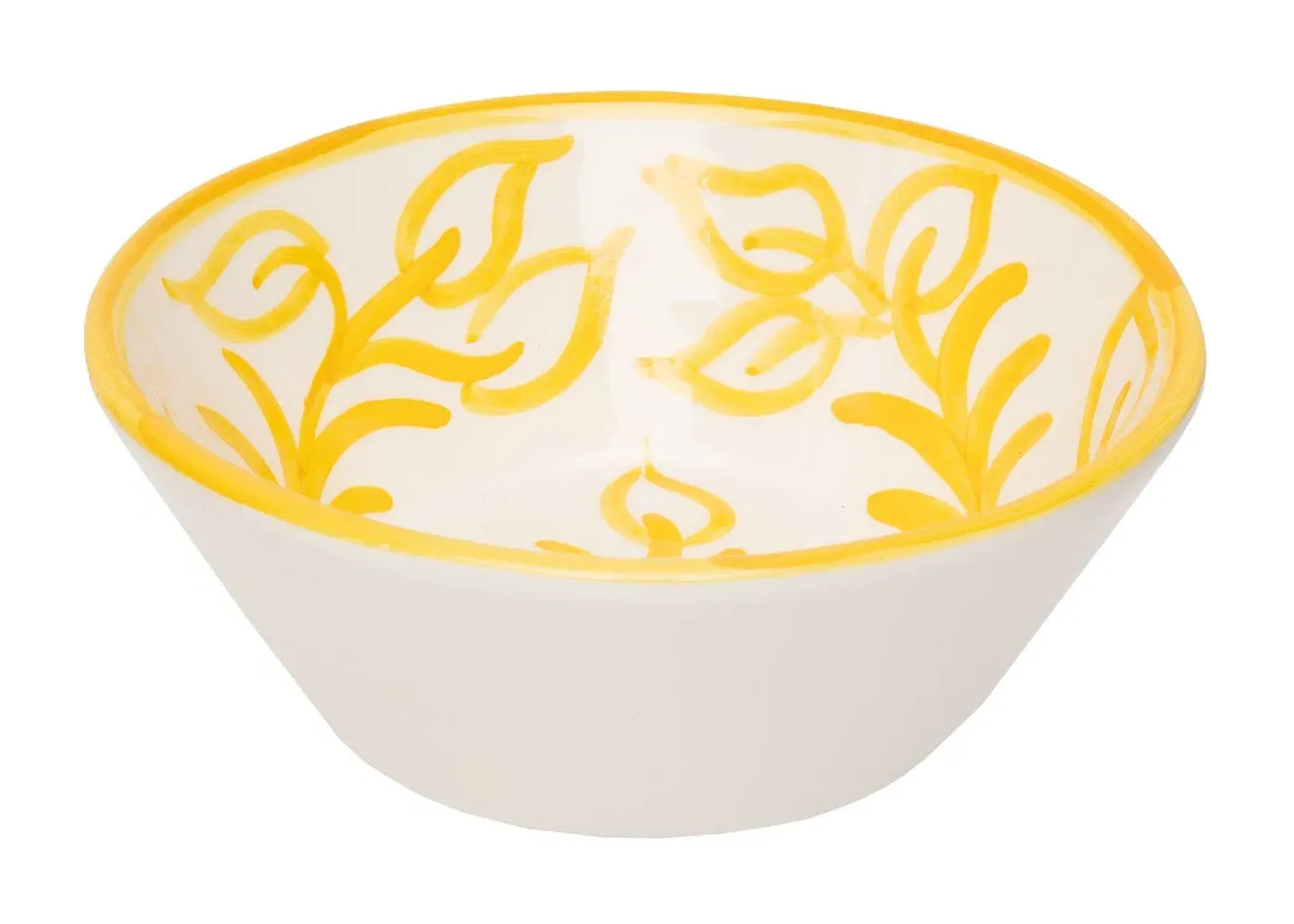 Cereal Bowl with Leaf Pattern - Yellow