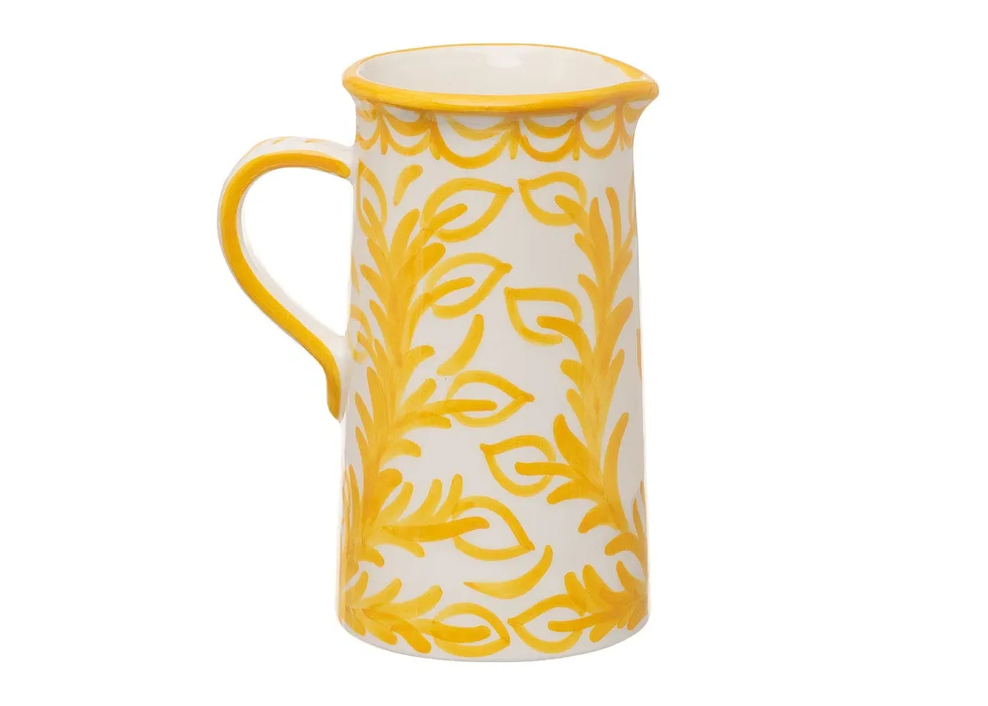 Decorative Jug with Leaf Pattern - Yellow image