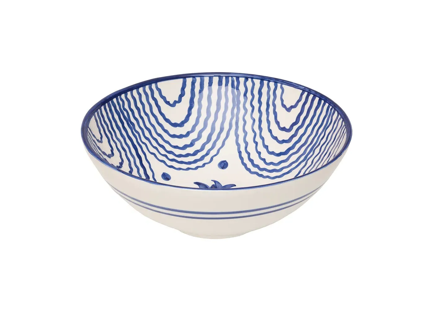 Very Large Serving Bowl Floral Design - Blue image