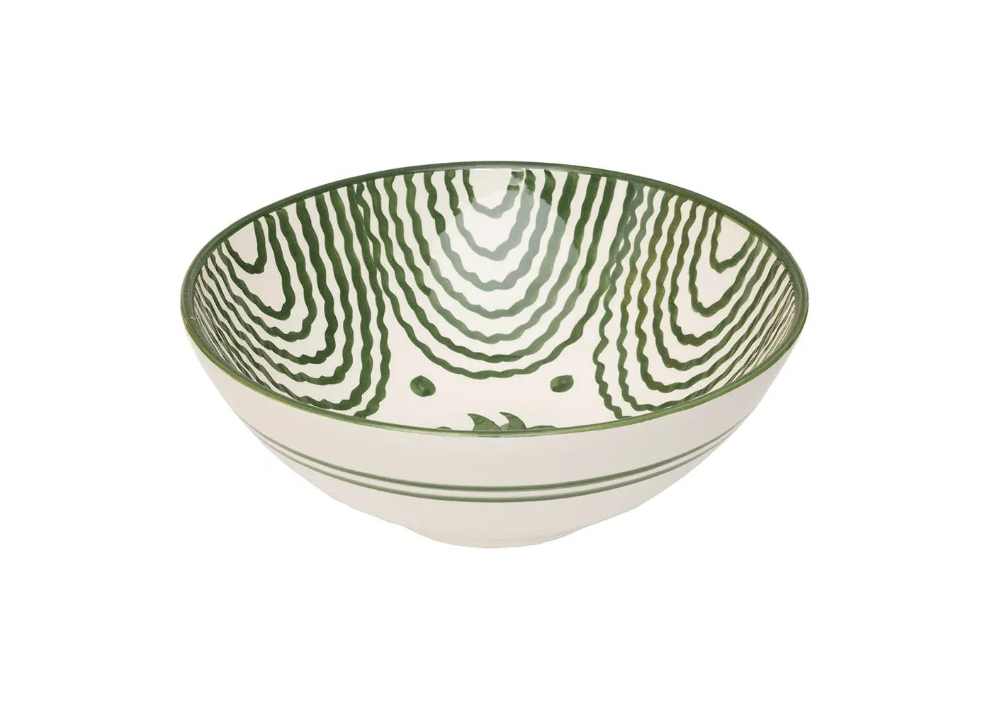 Very Large Serving Bowl Floral Design - Green