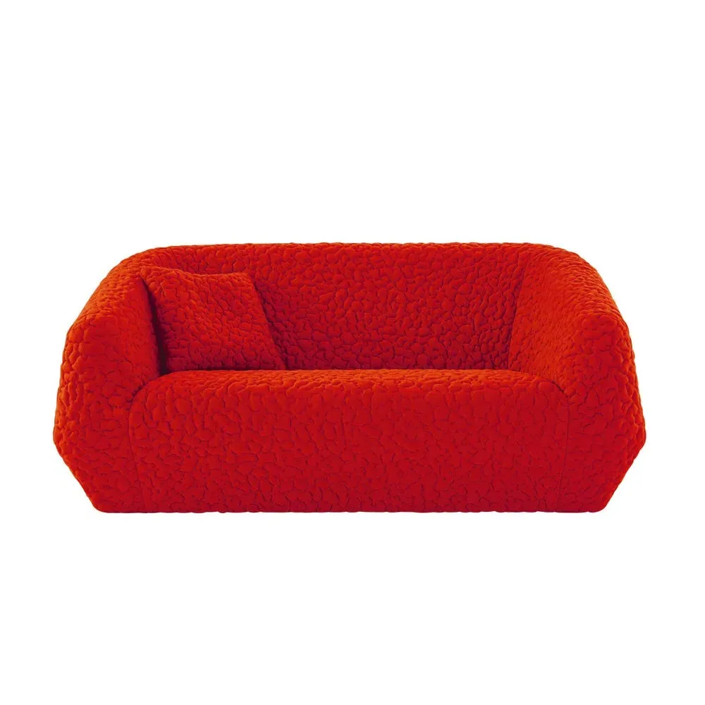 2-Seater Sofa with Clean Lines - Red, Foam