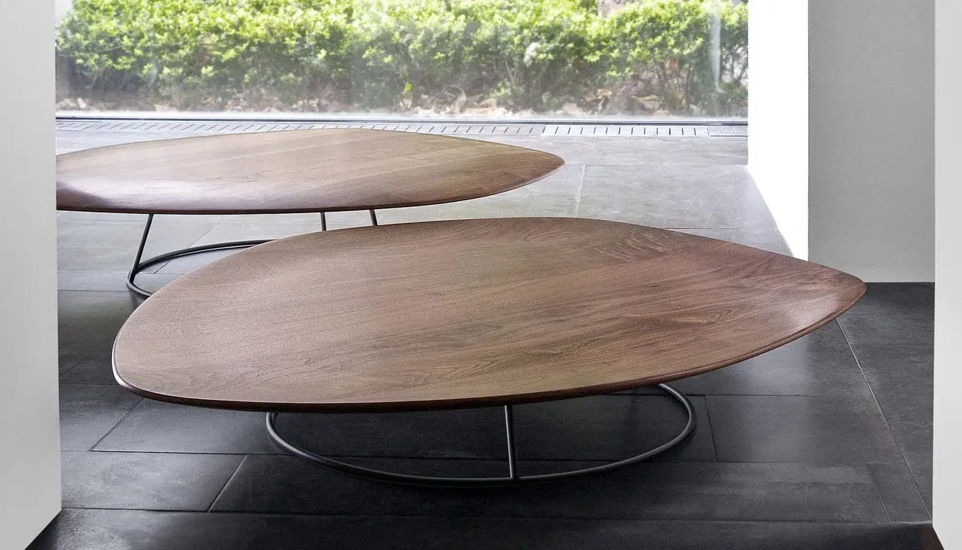 Concave Low Table - Dark Wood, Walnut