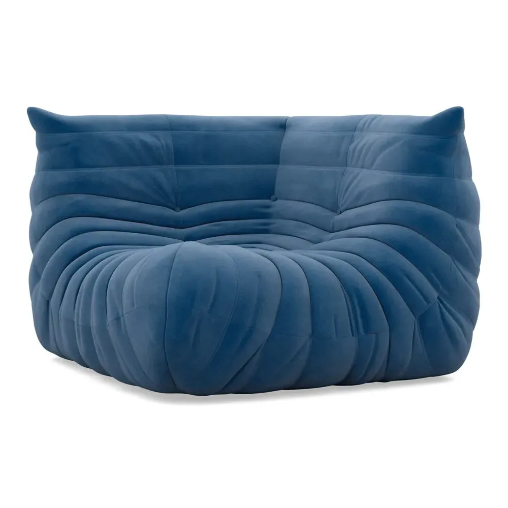 Corner Seat with Quilted Design - Blue, Alcantara