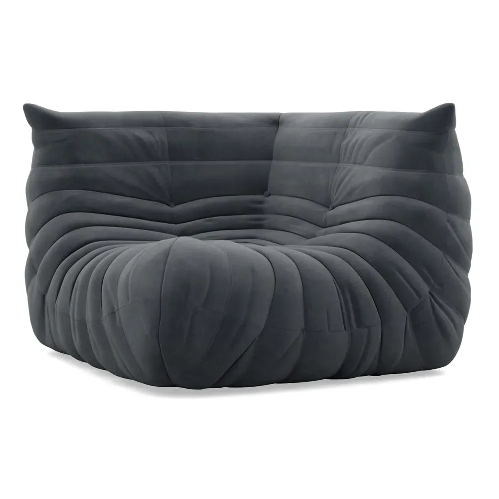 Corner Seat with Quilted Design - Grey, Alcantara
