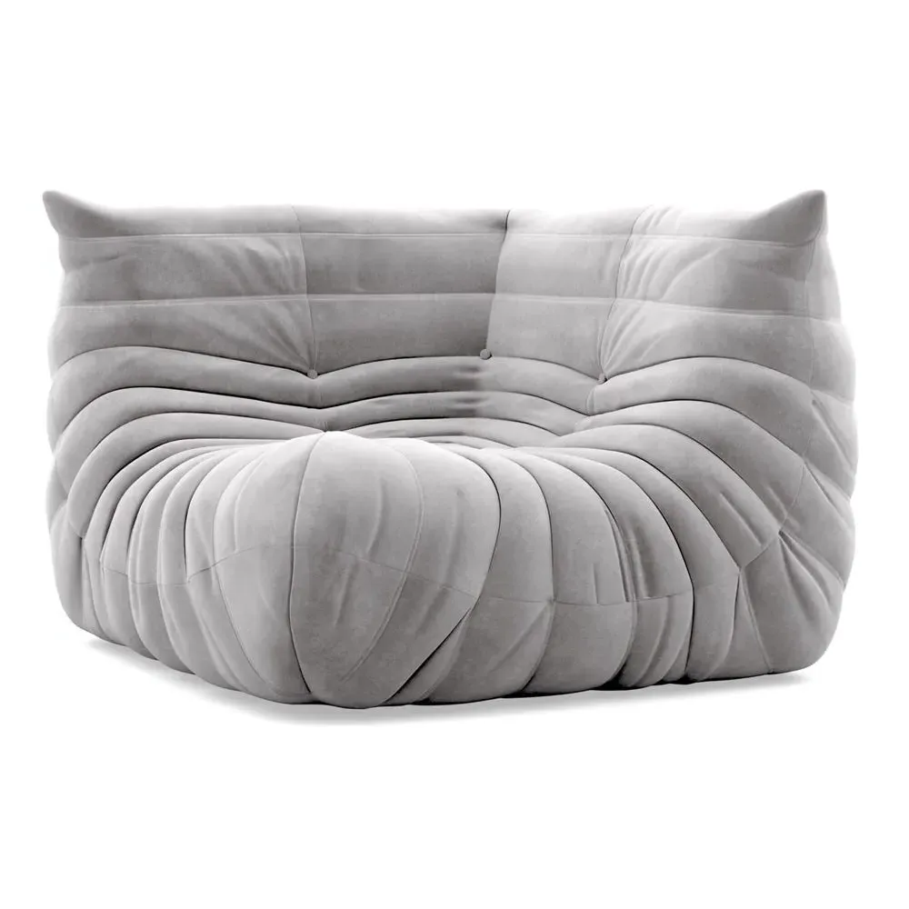 Corner Seat with Quilted Design - Grey, Alcantara