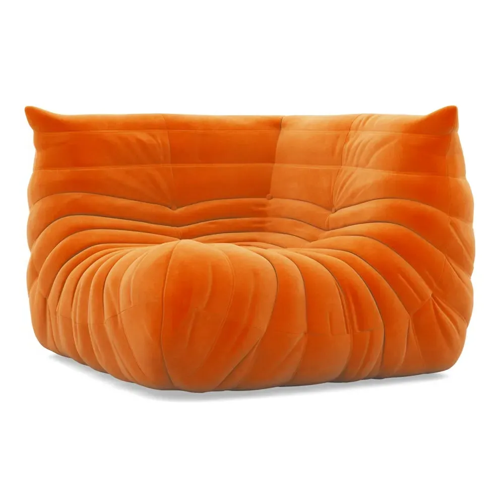 Corner Seat with Quilted Design - Orange, Alcantara