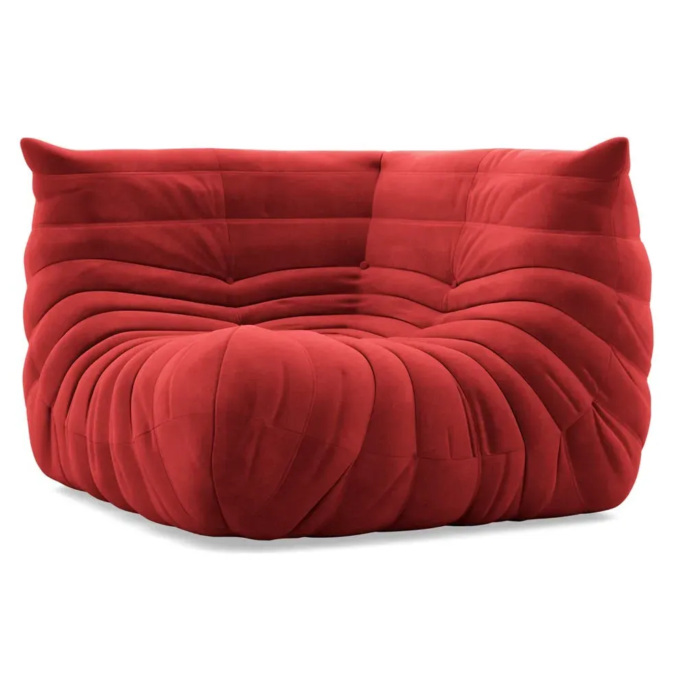 Corner Seat with Quilted Design - Red, Alcantara