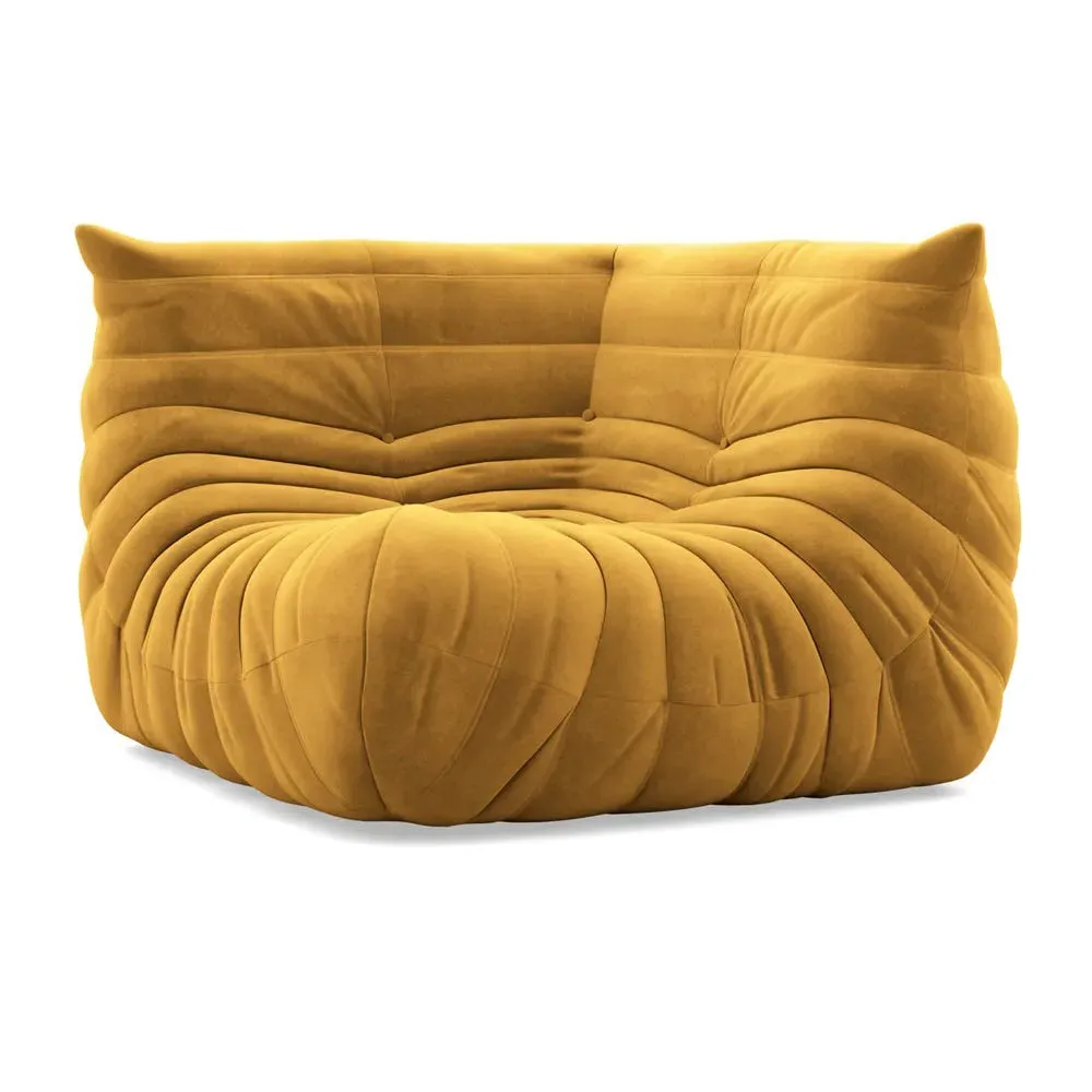 Corner Seat with Quilted Design - Yellow, Alcantara