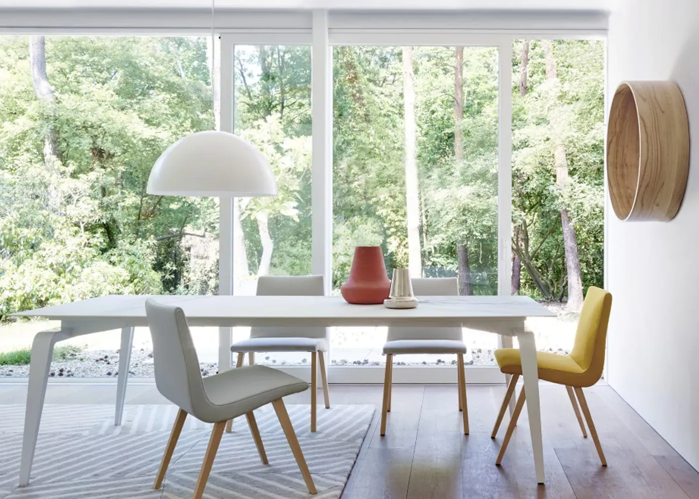 Dining Table Marble Effect Top - White, Ceramic