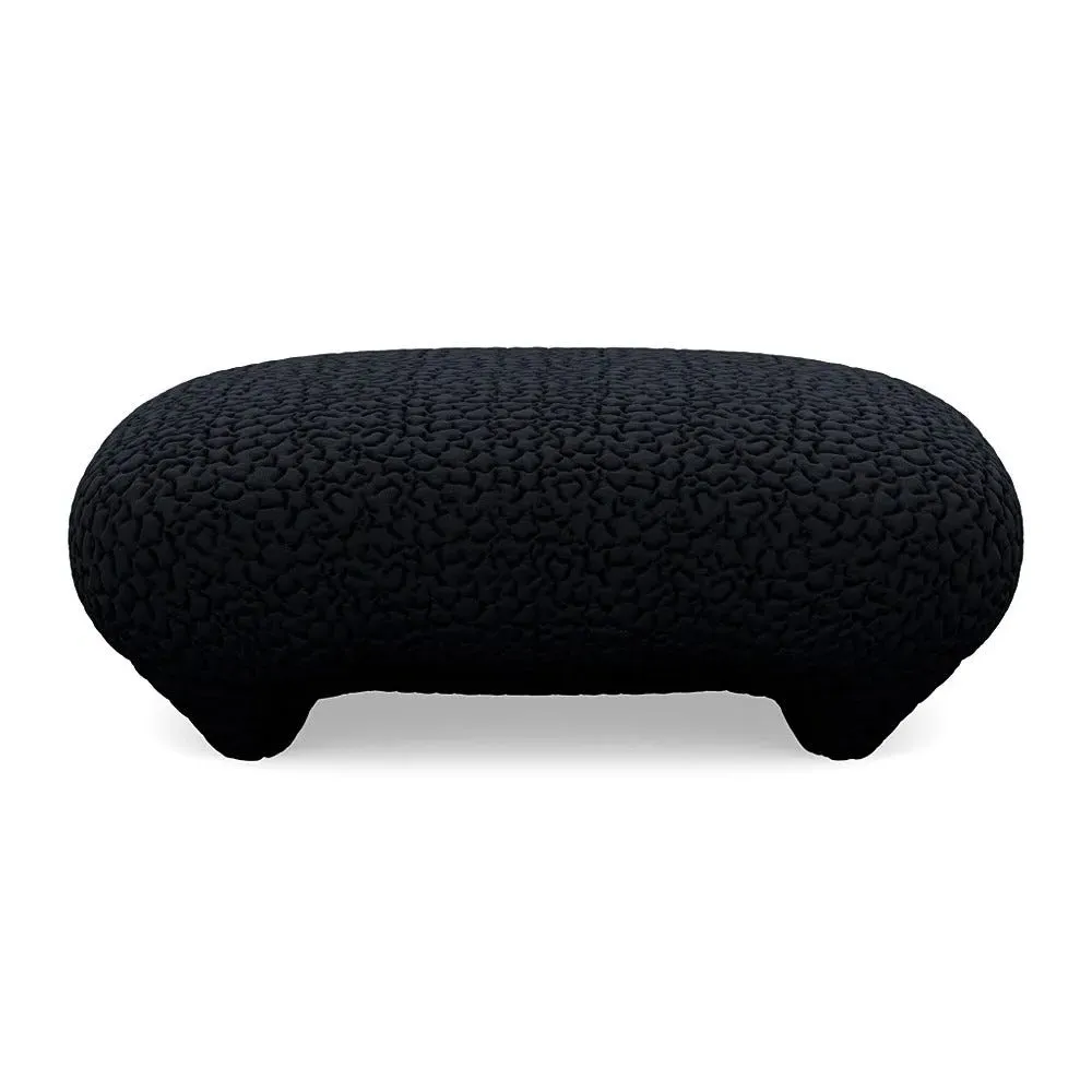 Footstool with Domed Stitching - Grey, Fabric