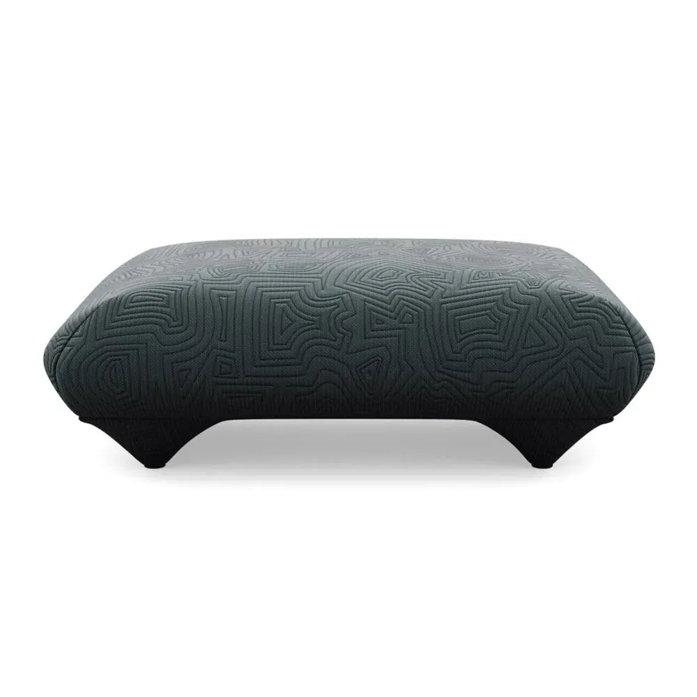 Footstool with Domed Stitching - Grey, Fabric