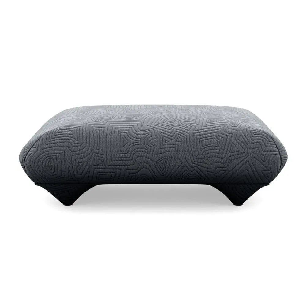 Footstool with Domed Stitching - Grey, Fabric
