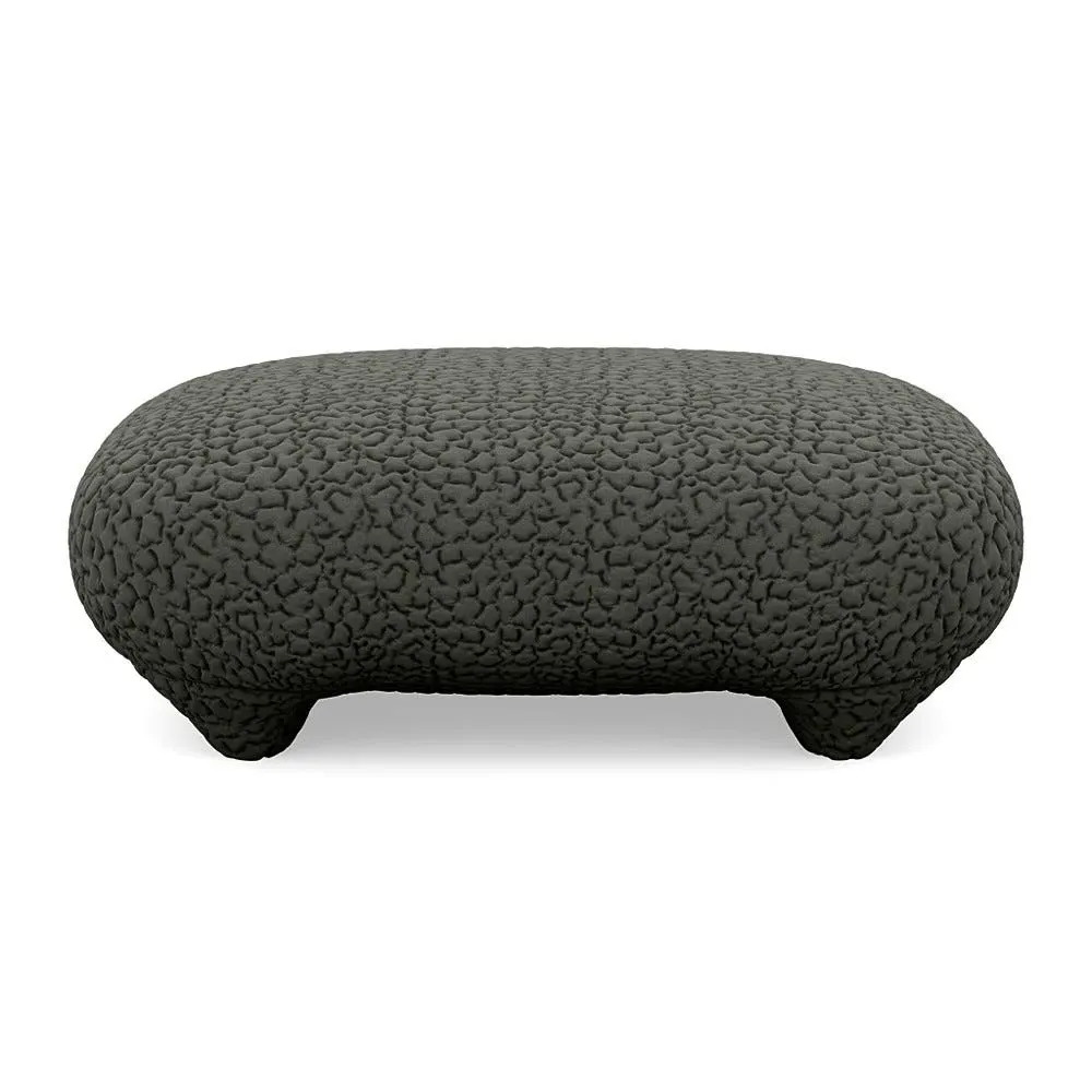 Footstool with Domed Stitching - Grey, Fabric