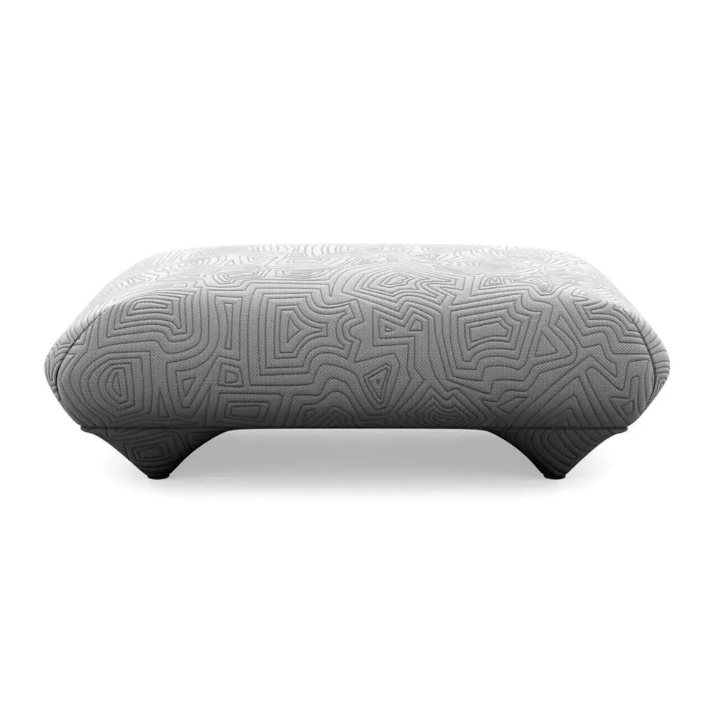 Footstool with Domed Stitching - Grey, Fabric