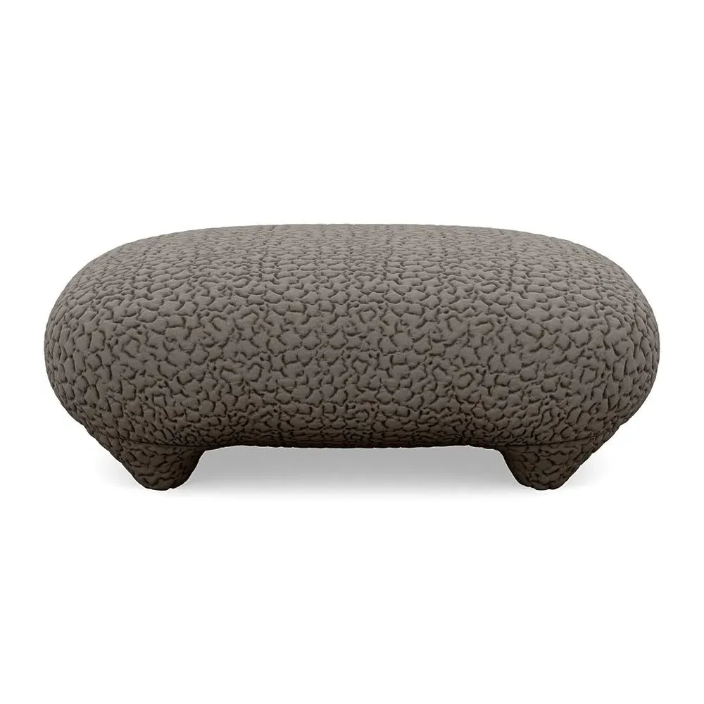 Footstool with Domed Stitching - Grey, Fabric