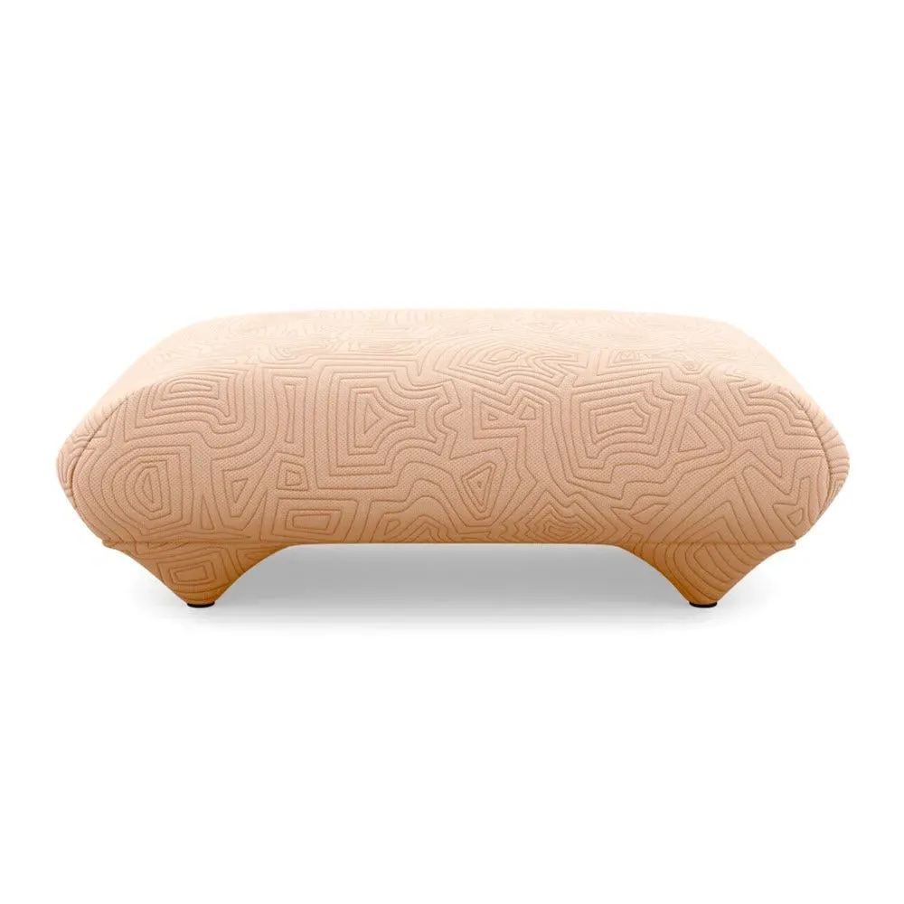 Footstool with Domed Stitching - Orange, Fabric