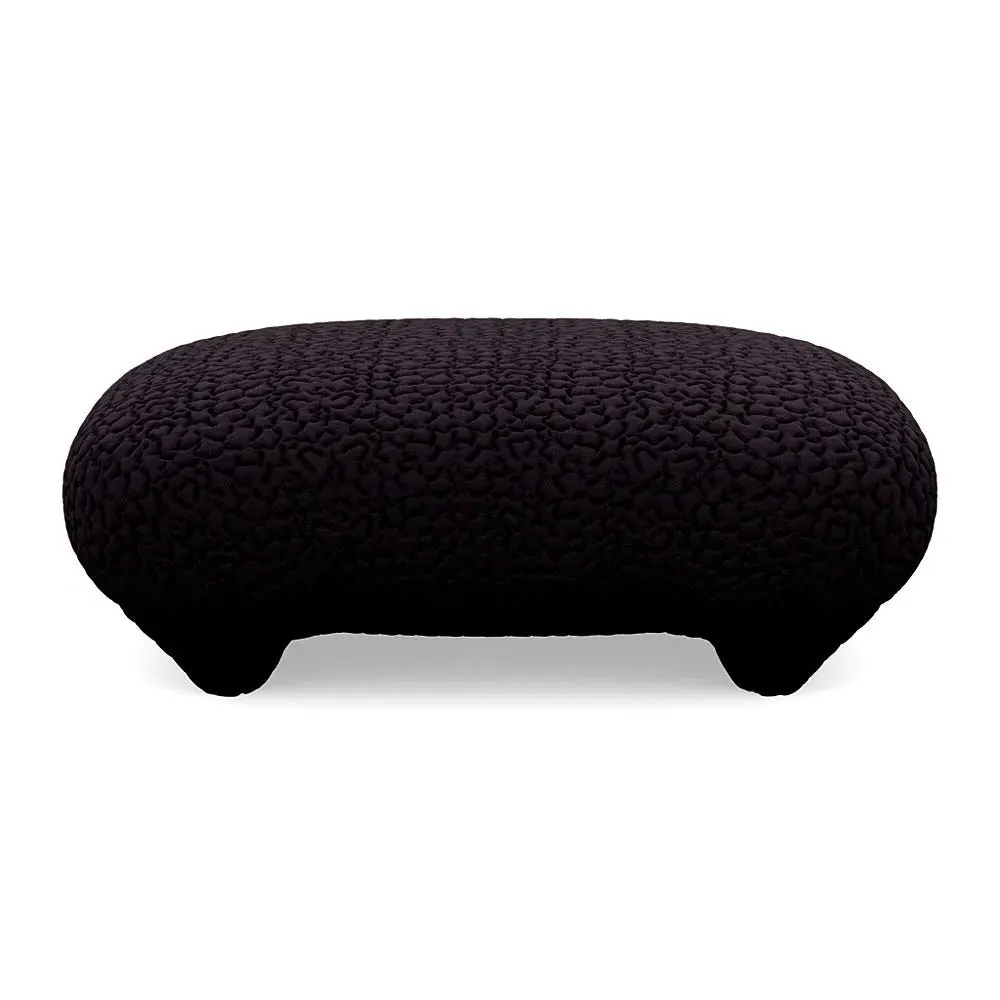 Footstool with Domed Stitching - Purple, Fabric