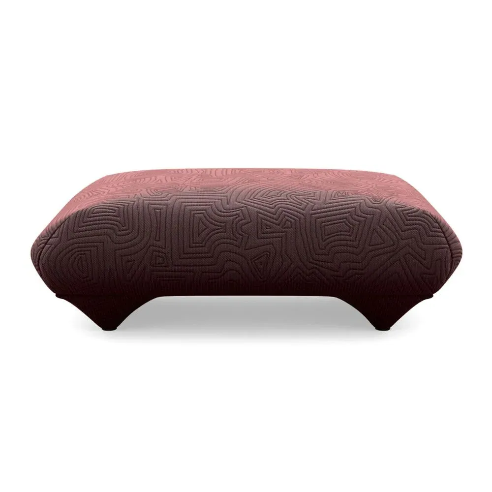 Footstool with Domed Stitching - Red, Fabric