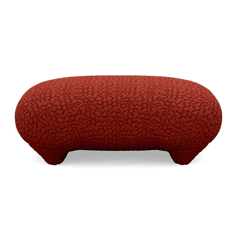 Footstool with Domed Stitching - Red, Fabric
