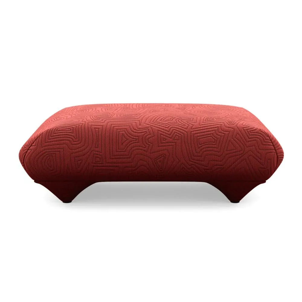 Footstool with Domed Stitching - Red, Fabric