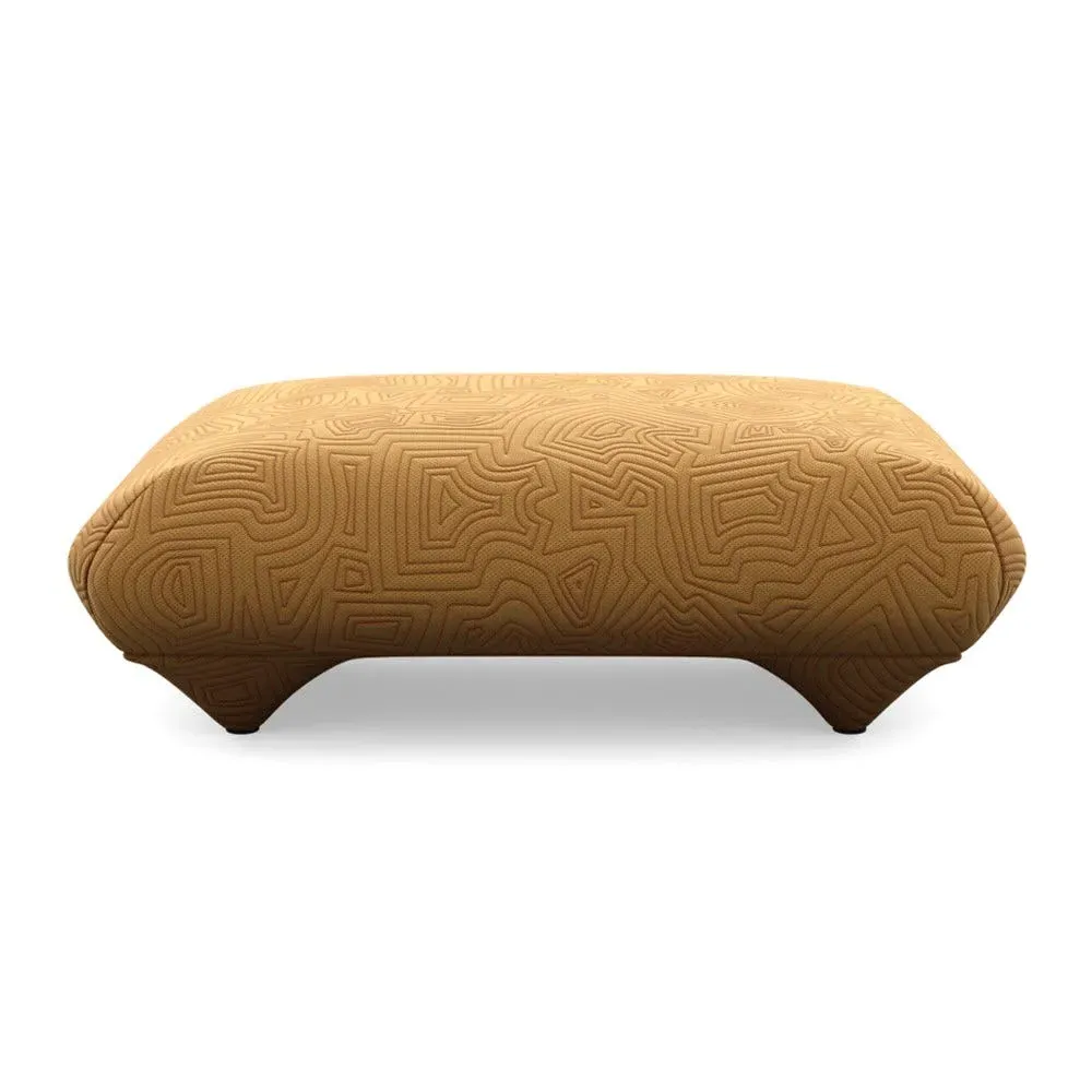 Footstool with Domed Stitching - Yellow, Fabric