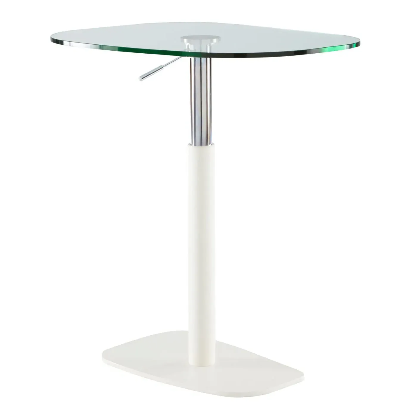Height Adjustable Bar Table - White, Glass