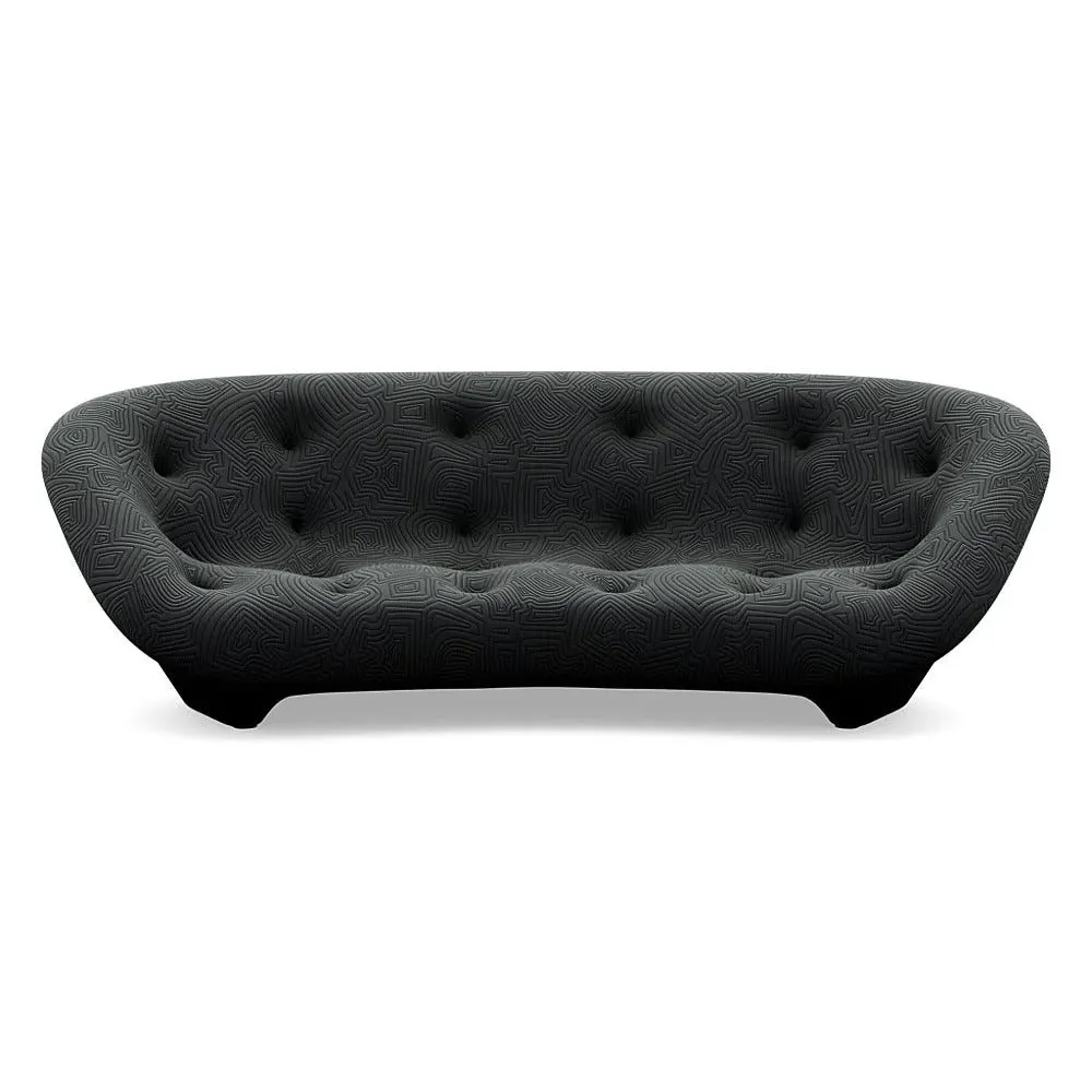 Large High Back Sofa with Arms - Blue, Fabric
