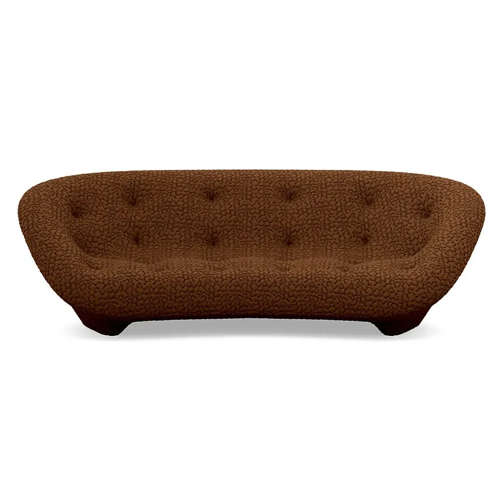 Large High Back Sofa with Arms - Brown, Fabric