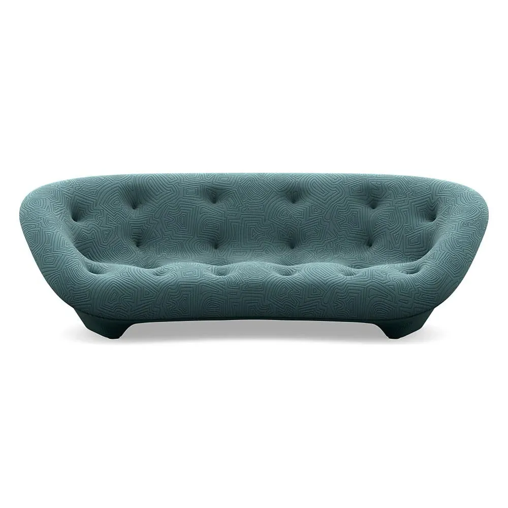 Large High Back Sofa with Arms - Green, Fabric
