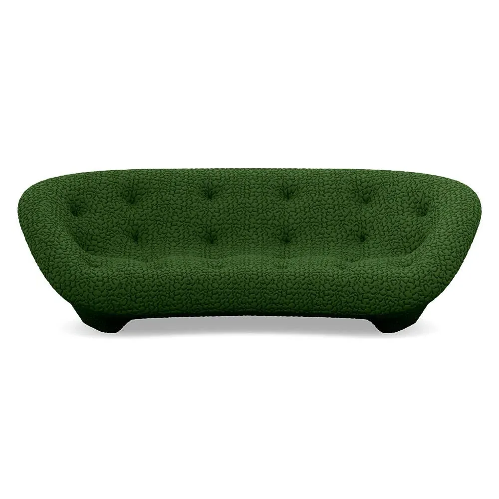Large High Back Sofa with Arms - Green, Fabric