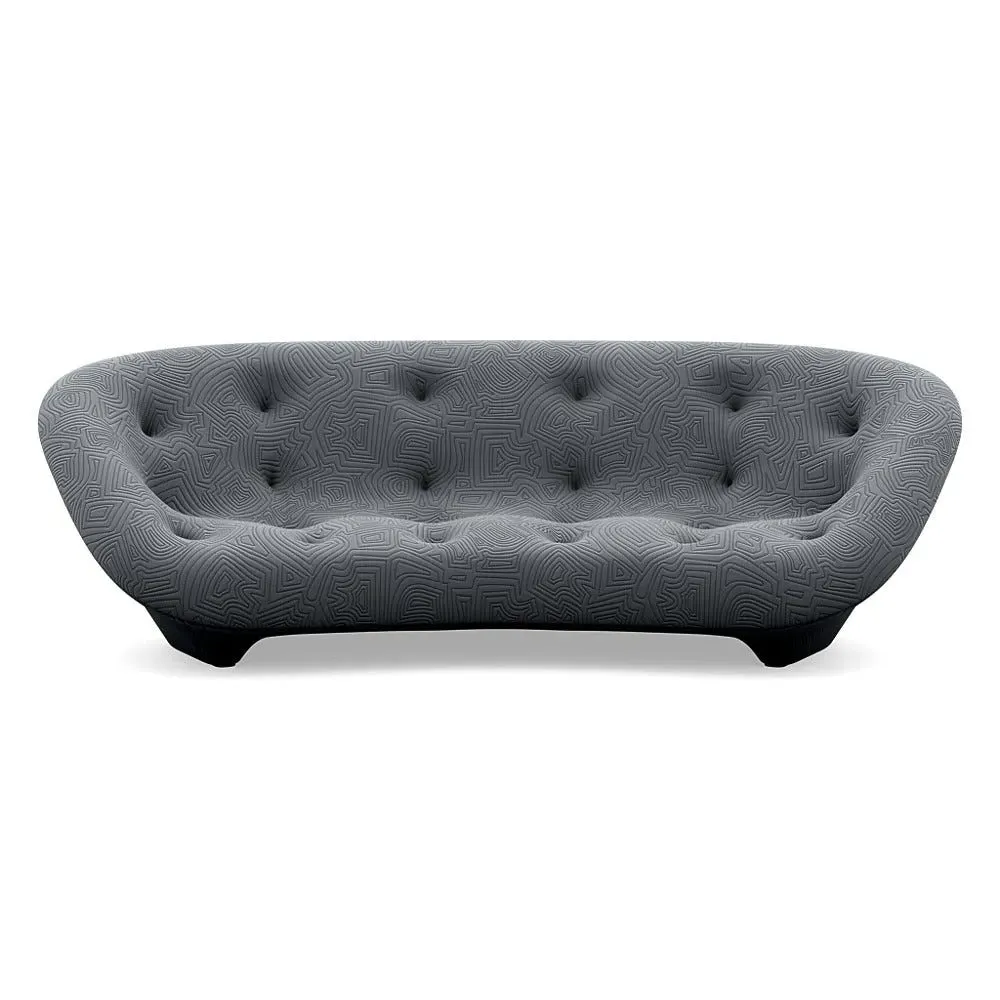 Large High Back Sofa with Arms - Grey, Fabric
