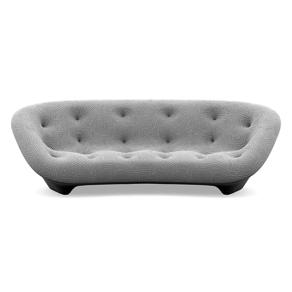Large High Back Sofa with Arms - Grey, Fabric