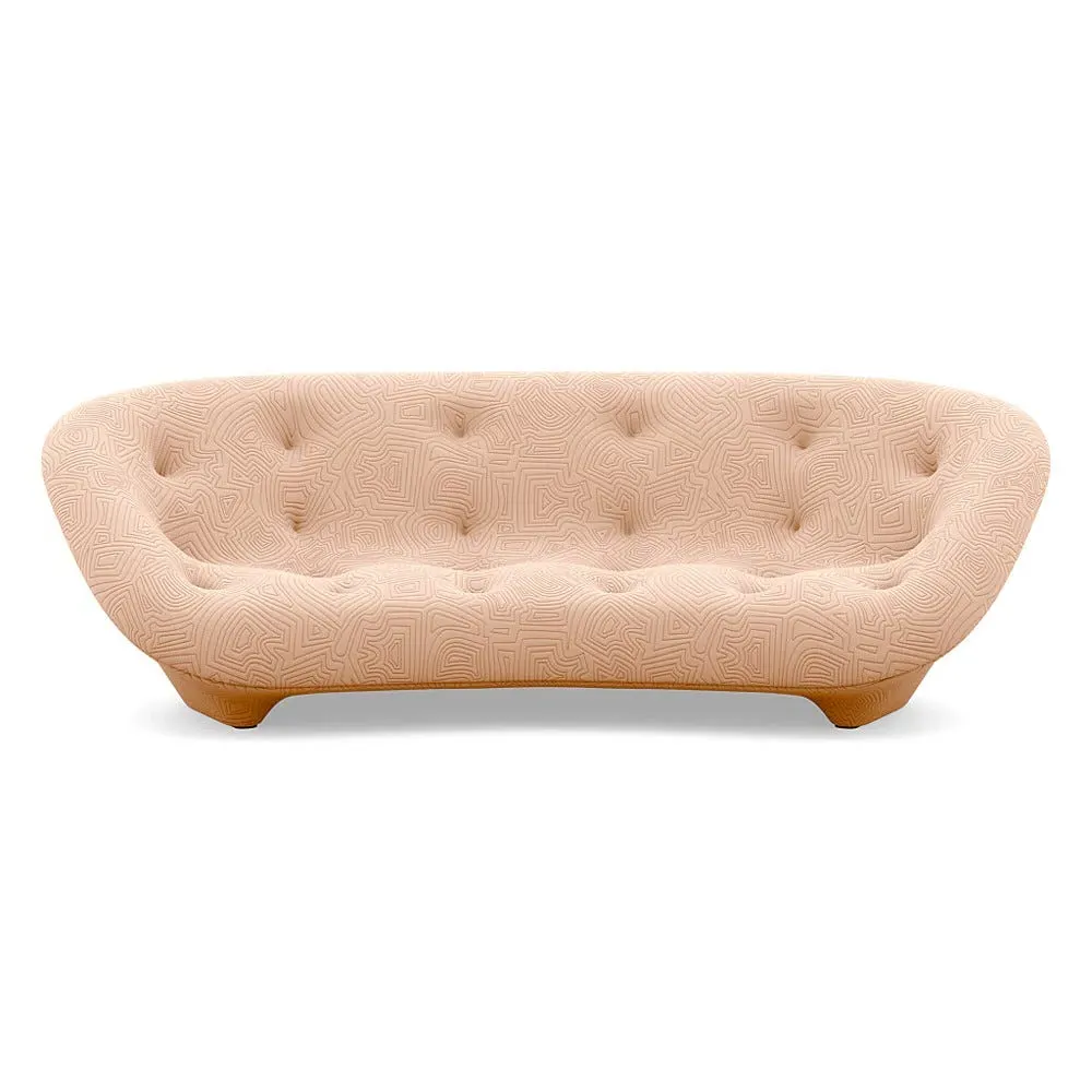 Large High Back Sofa with Arms - Orange, Fabric