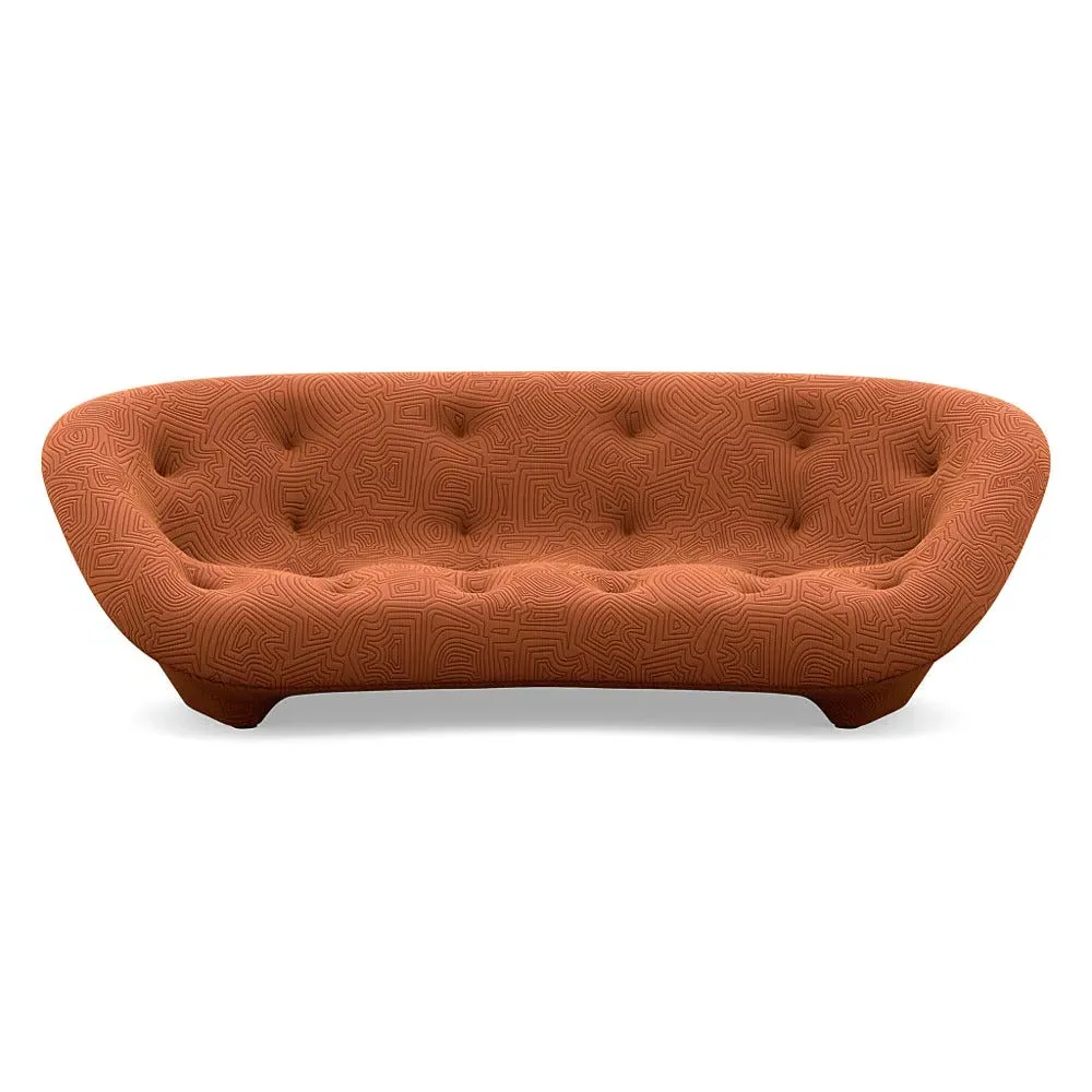 Large High Back Sofa with Arms - Orange, Fabric